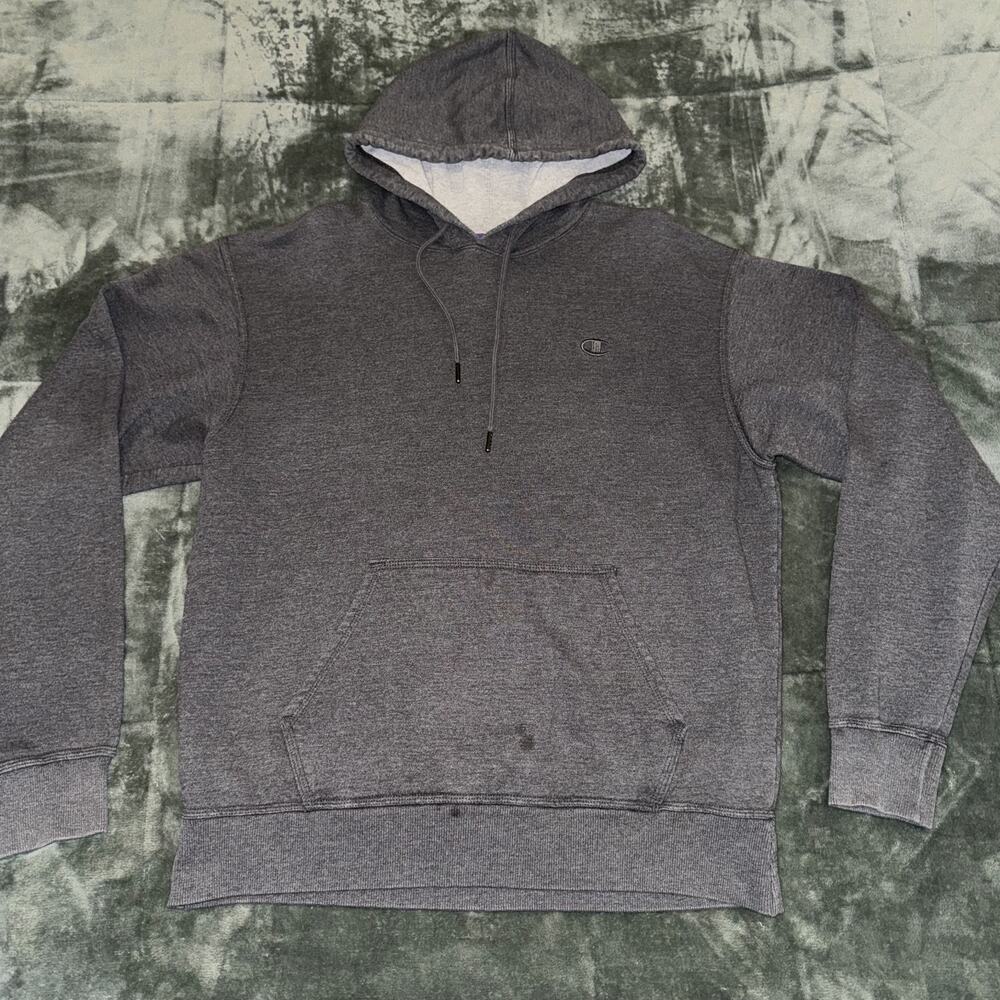 Champion Hoodie Men’s Large Gray Drawstring Kangaroo Pocket Long Sleeve Pullover